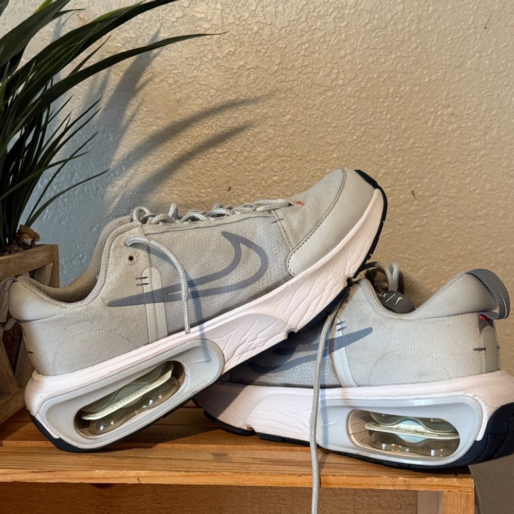 Nike Light Gray and White Air Sneakers